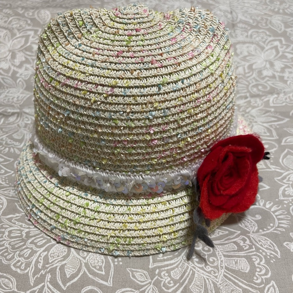 Amazon Kids Straw Hat with Red Flower